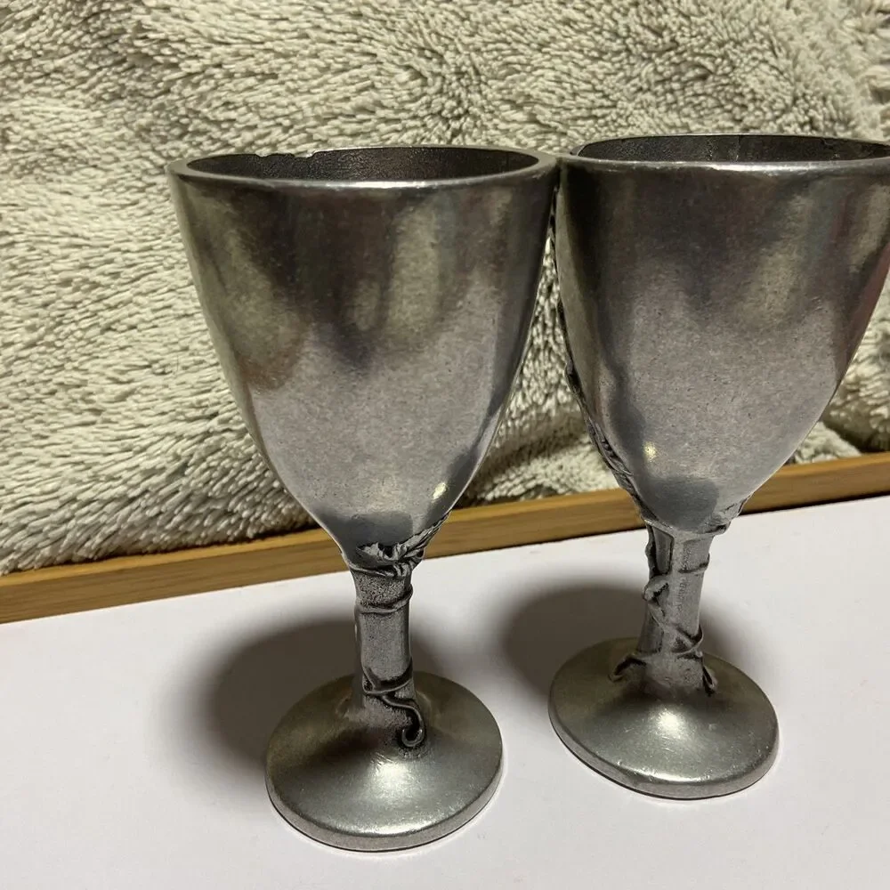 Set of 2 Goblets Vineyard Elegance renaissance ￼festival ￼vintage pewter new